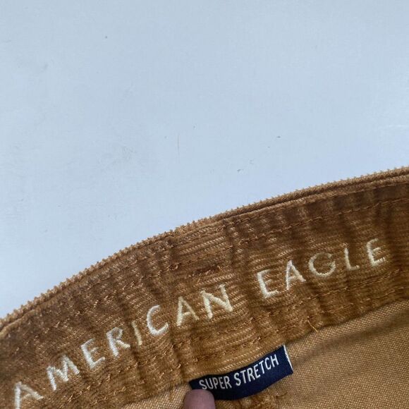American Eagle Hi-Rise A-Line Skirt Corduroy Tie Waist Stretch Brown Size 6 - Picture 7 of 11